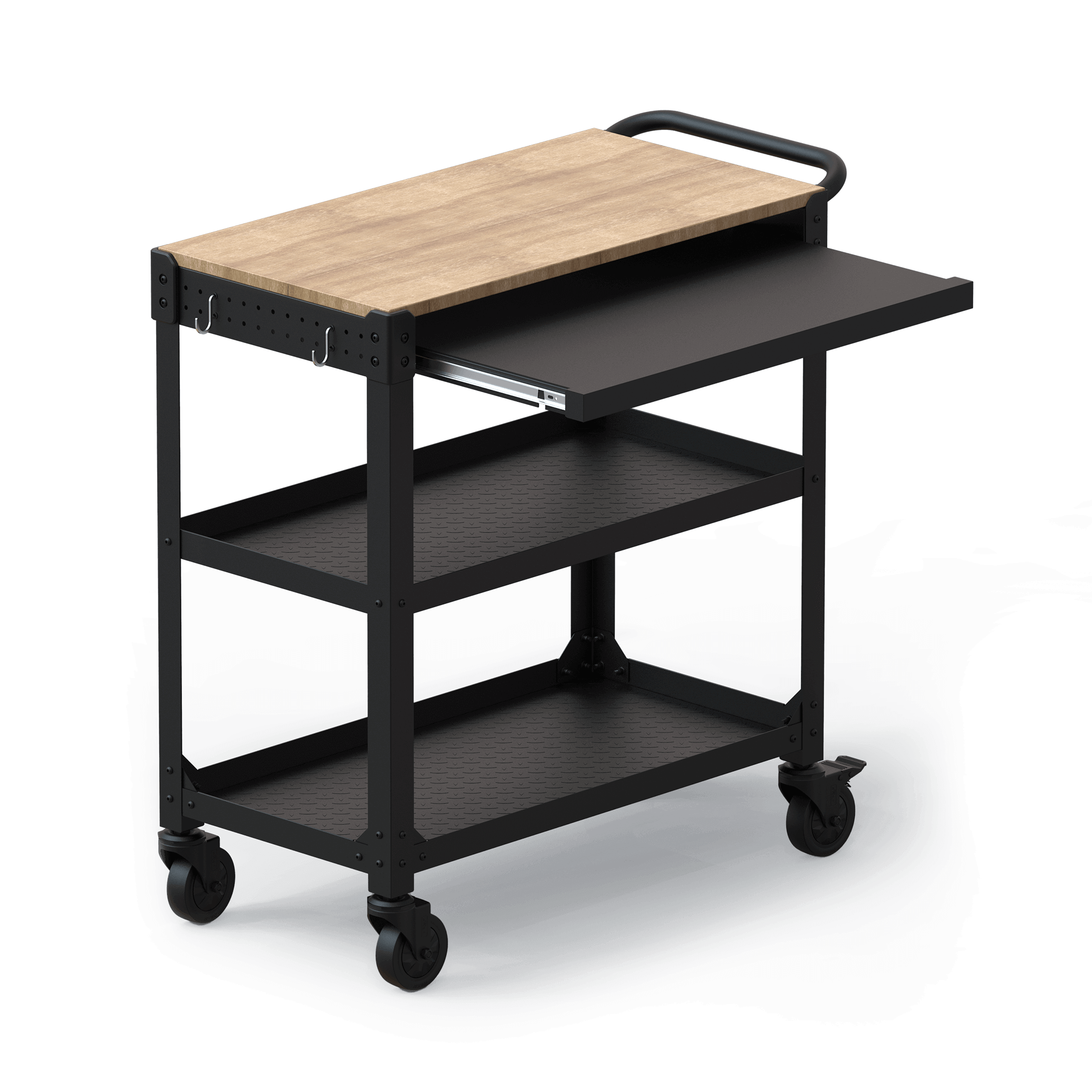 KODA 3 Shelf Utility Cart with Pull-Out Tray