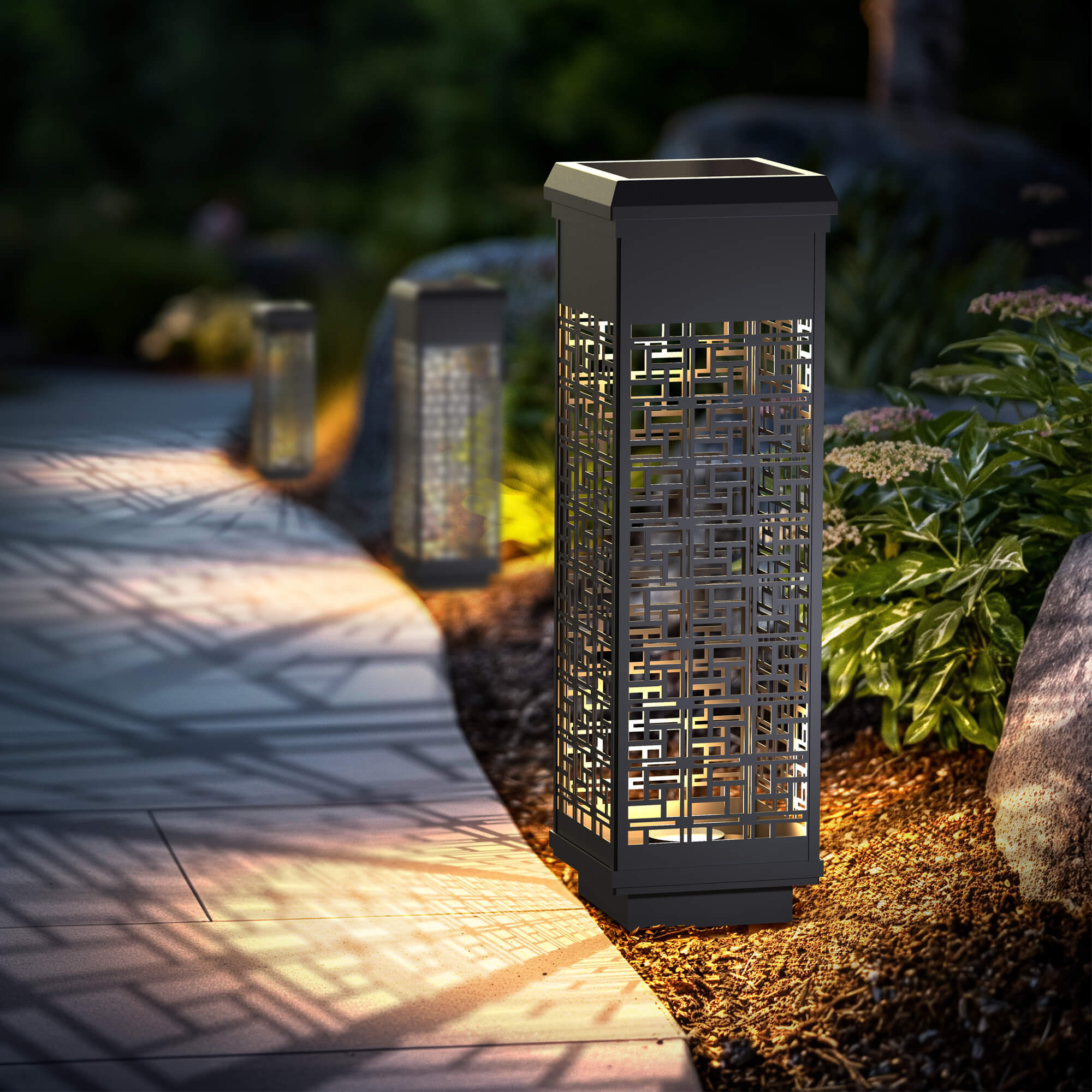 KODA Solar Hikari Square Bollard Light 4-Pack