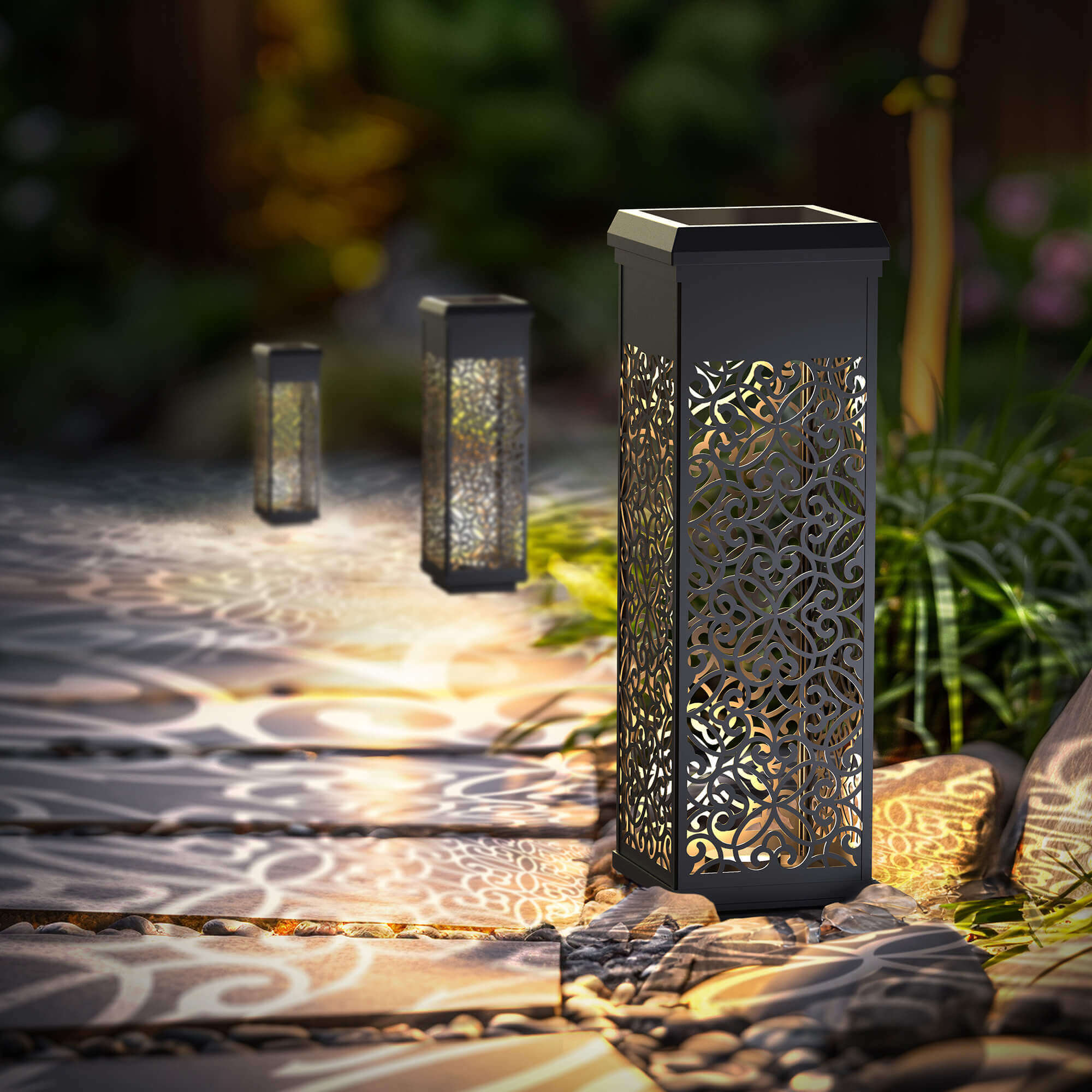 KODA Solar Flora Square Bollard Light 4-Pack