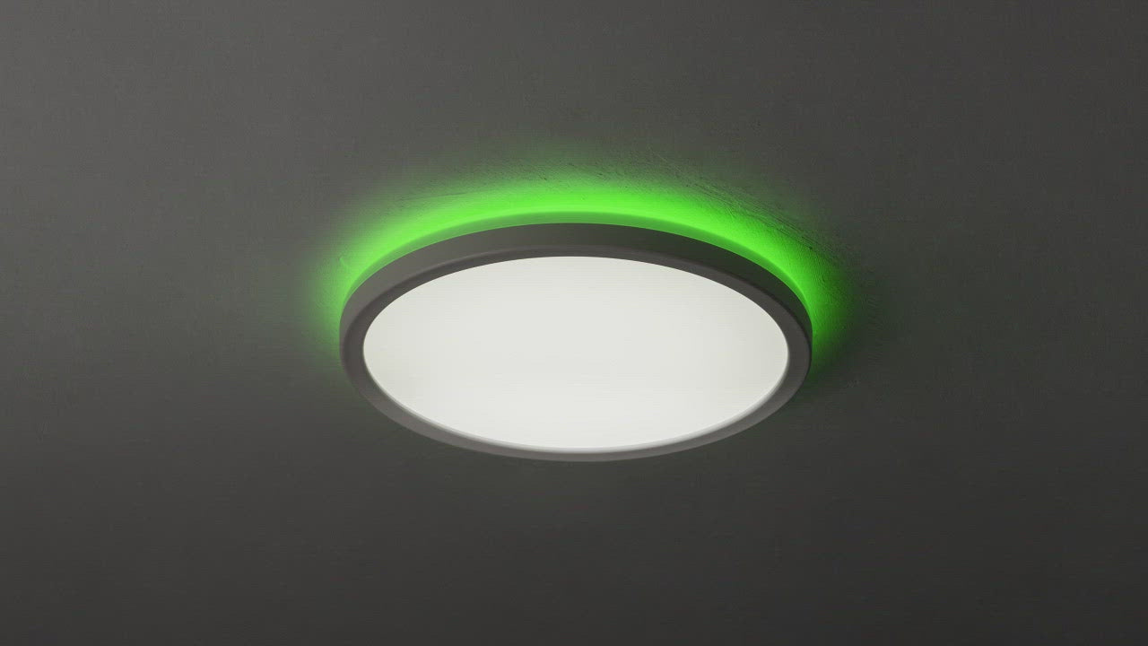 Load video: KODA Slim 12&quot; LED Ceiling Light with Mood Light