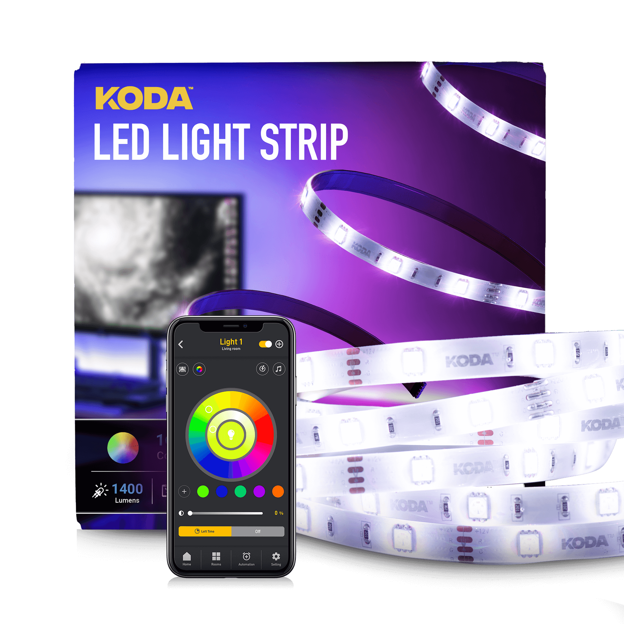 LED Light Strip w/Adapter, Peel & Stick