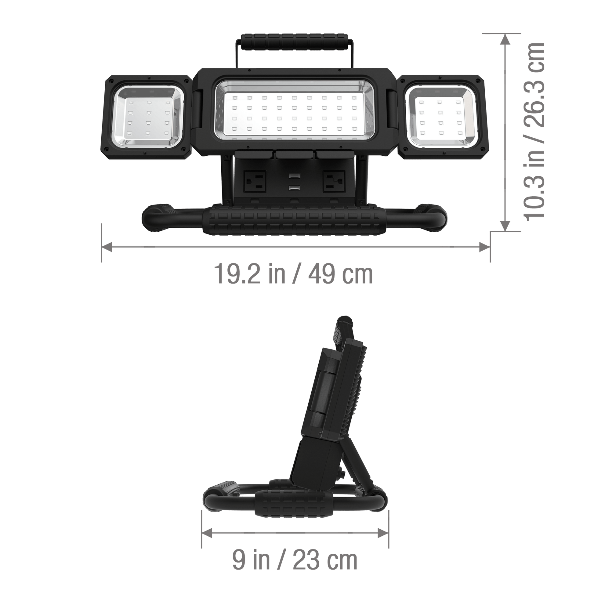 Koda - KODA Multidirectional LED Work Light with 120V Outlets and USB Charging (2500 Lumens)