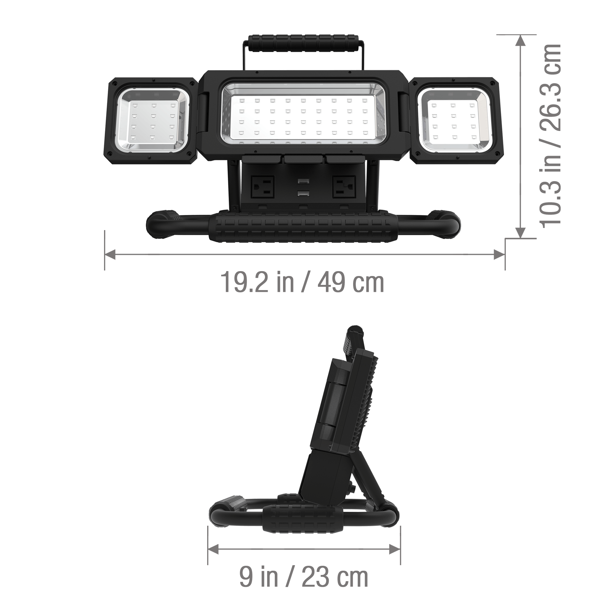 Koda - KODA Multidirectional LED Work Light with 120V Outlets and USB Charging (2500 Lumens)